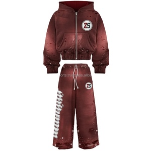 ชุดวอร์มซิปซิปขนแกะ GSM 360ผ้าขนนุ่มสีเบอร์กันดีออกแบบโลโก้ได้ตามต้องการ - Product Image 1