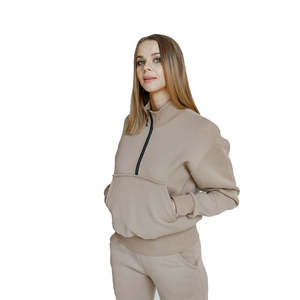 Survêtement décontracté à capuche pour femme, hiver, tendance, vêtements de sport, tissu polaire, respirant, écologique, quotidien, 100% coton - Product Image 1