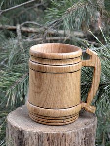 HANDMADE BEER <b>MUG</b> MADE OF WOOD <b>WITH</b> WOOD HANDLE WOODEN BEER Tankard Wholesale and Hand Crafted Beer <b>Mug</b> for Home and - Product Image 2