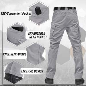 Pantalones tácticos grises con logotipo personalizado para hombre, cintura alta, transpirables y de secado rápido para actividades al aire libre en primavera y verano - Product Image 6