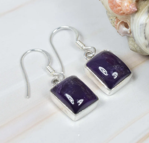 Top Quality Wholesale Fine <b>Jewelry</b> Purple Amethyst Stone 925 Sterling Silver Hook Earring February Birthstone Square Shape - Product Image 2