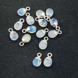 Pendentif goutte poire en pierre de lune arc-en-ciel avec breloque en pierre précieuse diamant feu bleu pour collier et boucle d'oreille faisant des bijoux fournisseur - Product Image 2