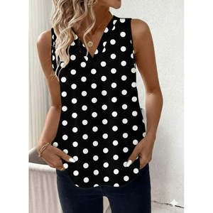 Chemisier Supreme à bretelles et col en V à pois pour femme, 36188 - Noir - Product Image 2