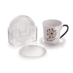 Ensemble de sous-verres en plastique durable du fournisseur indien pour un usage quotidien, parfait pour protéger les tables des boissons chaudes et froides d'Inde - Product Image 1