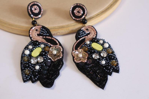 Pendientes Bordados con Cuentas en Forma de Pájaro, Joyería de Moda, Pendientes Bordados a Mano con Cuentas de Semillas - Product Image 3