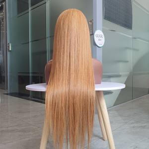 Peluca de trama de pelo virgen vietnamita completa para encaje Frontal transparente encaje sedoso estilo de onda recta Color Rubio para mujeres-Huma crudo - Product Image 2