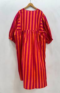 เดรสผ้าฝ้ายพิมพ์ลายลำลองสำหรับฤดูร้อน คุณภาพดี เป็นมิตรกับสิ่งแวดล้อม เอวธรรมชาติ แต่งพู่ เหมาะสำหรับงานเทศกาล งานกิจกรรม กึ่งทางการ และงานสังสรรค์ - Product Image 3