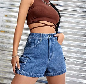 Shorts Vaqueros Deportivos de Moda para Mujer, Corte Recto, Casual, Vintage, Cintura Media, Super Desgastados, Lavados, Personalizados, de Verano - Product Image 5