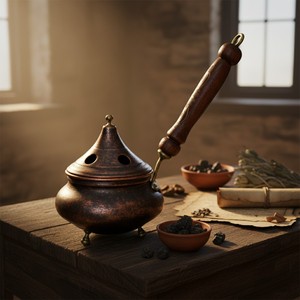 Quemador de Incienso de Cobre de Alta Calidad con Diseño de Caldero de Bruja, Soporte Tradicional de Resina para Carbón y Cera, Ideal para Hogar, Oficina y Espiritualidad en Otoño - Product Image 2