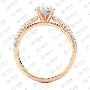 0,90 CTW solitario de corte redondo con acentos anillo de moissanita para mujer/anillo de regalo de aniversario para regalo de cumpleaños de amor - Product Image 3