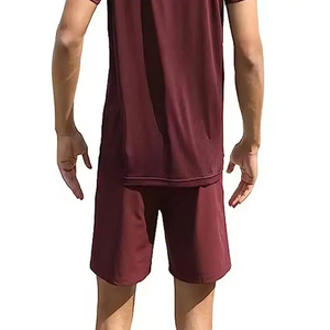 Nouvel ensemble décontracté pour homme de haute qualité, respirant, d'été, deux pièces, avec demi-manches et short en molleton, coupe classique - Product Image 4