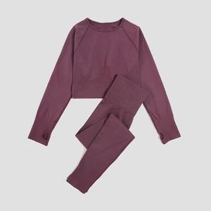 Tenue de yoga à manches longues pour femmes, soutien-gorge de sport, taille haute, leggings de course, vêtements de sport - Product Image 2