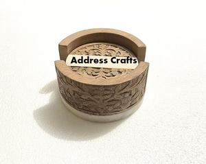 Personalized Engraved Designed Wood and Marble Coasters <b>Table</b> <b>Mats</b> Non Slip Placemat Coasters <b>Mats</b> and Pads With Wooden Holder - Product Image 1