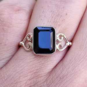 Elegant 925 Sterling <b>Silver</b> July Birthstone <b>Ring</b> Handmade Black Onyx <b>Emerald</b> Cut Black Onyx Promise <b>Ring</b> Fashion Jewelry - Product Image 1