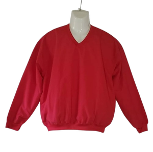 Chaqueta deportiva roja para hombre con cuello en V Windshell con cuello levantado bordado de tela de lona a prueba de viento e impermeable - Product Image 1