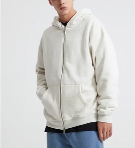 Vente en gros Sweat à capuche unisexe à double fermeture éclair sans cordon de serrage Sweat à capuche zippé brodé OEM/ODM - Product Image 2