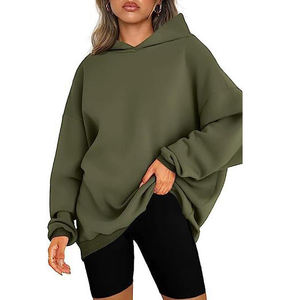 Sudadera con capucha de tendencia para mujer, sudadera personalizada con hombros caídos, algodón de alta calidad, cuello redondo, sudadera única de gran tamaño para mujer - Product Image 1