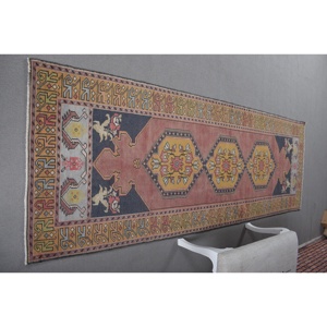 0.3x9.6 ft Turkish Vintage Rug, <b>Runner</b> Rug, <b>Red</b> Persian Rug - Product Image 1