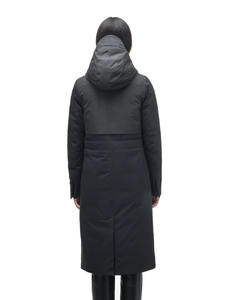 Parka surdimensionnée à capuche noire pour femmes, veste en peluche et doudoune d'hiver matelassée en duvet à bulles pour femmes, logo personnalisé sur toute la longueur - Product Image 4