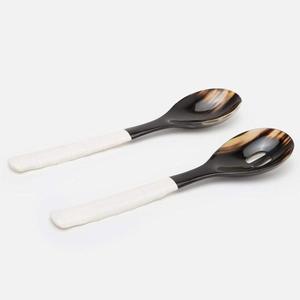 Ensemble de serveur de salade en corne fait à la main de qualité supérieure avec poignée en os ensemble de fourchette cuillère à salade décorative pour vaisselle Viking ustensiles de cuisine - Product Image 1