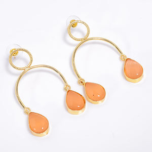 Boucle d'oreille en laiton pierres précieuses femmes mode bijoux en pierres précieuses fait à la main en laiton bijoux en pierres précieuses exportateur bijoux en laiton Antique - Product Image 3