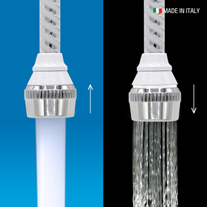Funzione spruzzatore rubinetto cromato girevole schiuma doccia Made in Italy IDROGAS 14cm tubo flessibile Biflex adattatore giunto sferico etichetta privata - Product Image 5