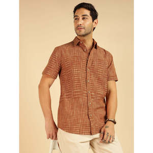 Amanush <b>Men's</b> Short Sleeve Plaid Handloom Cotton Casual <b>Shirt</b> Breathable Turn-down Collar <b>Summer</b> Woven Poplin <b>Mens</b> <b>Shirts</b> - Product Image 1