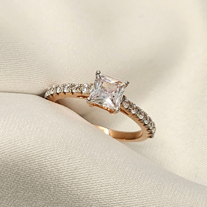 Anillo de oro rosa con diamantes VVS, anillo de diamantes de Plata de Ley 925, anillos de compromiso de boda con diamantes de moissanita de lujo ligeros para mujer - Product Image 1