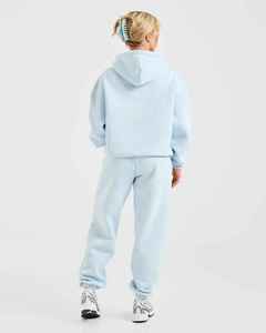 เสื้อสวมหัวมีฮู้ดไหล่ตกแบบสวมหัวสำหรับผู้หญิงโอเวอร์ไซส์วัสดุผ้าฝ้าย100% น้ำหนักเบาระบายอากาศกำหนดโลโก้ได้เอง - Product Image 4