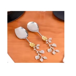 ชุดเซิร์ฟสลัดสแตนเลสขัดเงาสีเงินปลายโค้งทำด้วยมือ - Product Image 2