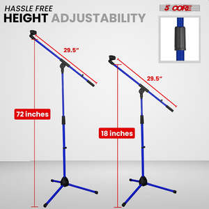 5 Core Mic Stand Floor Height Adjustable <b>Tripod</b> Microphone Stands w Extending Telescoping Boom Arm - Product Image 2