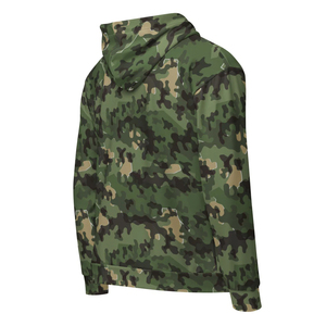 Sudadera elegante con cremallera para hombre, sudadera de invierno de algodón y poliéster con diseño estampado de camuflaje, sudaderas con capucha teñidas lisas para hombre - Product Image 3