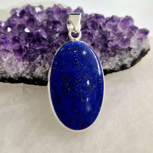 Pendentif en Lapis Lazuli naturel fait à la main en argent sterling 925 collier de bijoux en pierres précieuses pour hommes femmes pour la fête d'anniversaire de mariage - Product Image 2