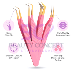 Pink Color Steel Material Fiber Tip 45 Degree Custom Shape Beauty Eyelash Extension Tools for Classic Lashes and Volume Lash - Product Image 4