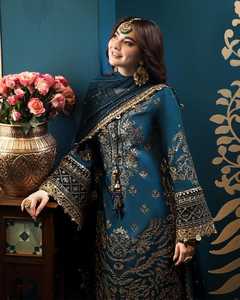 Style indien pakistanais femmes nouveau Design robe de soirée en mousseline de soie dernière conception robe de soirée brodée personnalisée pour les dames - Product Image 3