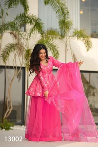 Indian Pakistani Beautiful Pretty <b>Organza</b> <b>Silk</b> Sharara Set Heavy Ethnic Wear Sharara Set Party Wedding Party Wear Set For Women - Product Image 5