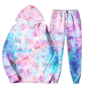 Sweats à capuche pour hommes personnalisés Tie Dye Design Street Wear 100% coton Hoodies Techniques brodées Digital Winter 2 Pcs - Product Image 4