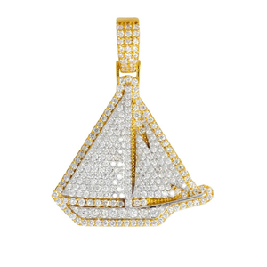 จี้เพชรรูปเรือสีเงิน VVS Moissanite 925กำหนดเองจี้ดีสไตล์ฮิปฮอปและเสน่ห์สำหรับผู้ชายผู้หญิงของขวัญ - Product Image 1