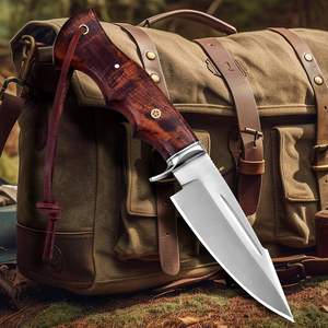 Cuchillo de Caza de Acero de Damasco Personalizable, con Mango de Hueso y Funda de Cuero, OEM, Tendencia en EE. UU., Gran Venta - Product Image 3