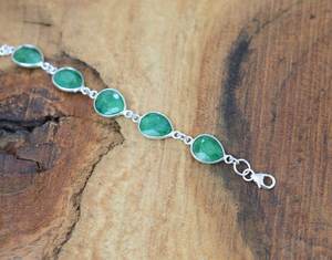 Green Emerald 925 Sterling Silver Pear Gemstone <b>Adjustable</b> <b>Bracelet</b> Handmade Women Jewelry Fashion Gift - Product Image 3