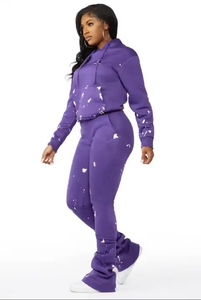 ORM Offre Spéciale Ensembles pour femmes Fabricants Street Wear Impression à l'encre Pantalon empilé pour femmes Survêtement pour femme Qualité supérieure 2025 Survêtement - Product Image 4