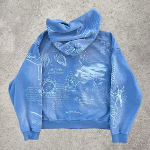 Sweat à capuche personnalisé Y2K Grunge Opium brodé, éco-responsable, délavé au soleil, effet délavé à l'acide, coupe ample vintage, fermeture éclair intégrale, streetwear oversize pour homme - Product Image 2