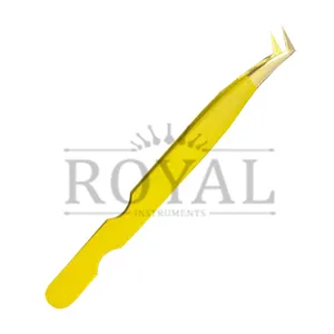 Yellow Powder Coating Color Volume Extensive Touch Tweezers New Lashes Fiber Tip Extension Eyelash Tweezers