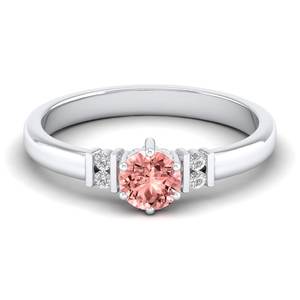 Bague de fiançailles en or massif 14 carats avec pierre précieuse morganite ronde taille brillant 0,5 carat, prix de gros REYES, pour femmes - Product Image 1