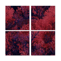 Moquette de luxe moderne à motif de récif corallien rouge et bleu foncé, moquette modulaire en nylon de qualité commerciale très résistante pour hall d'hôtel
