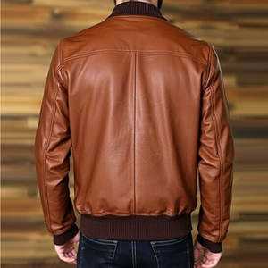 Vestes en cuir de haute qualité pour hommes, hiver, automne, col uni, personnalisé, veste pour hommes à la mode - Product Image 5