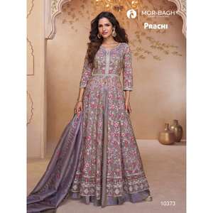 فستان أناركالي عالي الجودة للبيع بالجملة، مزين بالزري والأحجار الكريمة، تصميم فاخر للنساء، مناسب لحفلات الزفاف، سريع الجفاف - Product Image 1