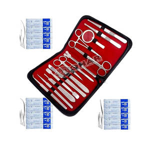 Lot de 20 pièces en acier inoxydable de qualité supérieure pour la biologie, la biologie vétérinaire et la biologie marine avec CASE et les équipements gratuits de lames de scalpel - Product Image 1