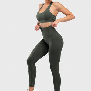 Conjunto de Yoga Profesional para Mujer, Diseño 2026, Color Sólido, Secado Rápido, Transpirable, Spandex/Poliéster, Personalizable, Venta al Por Mayor - Product Image 3