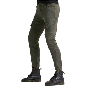 Mens High Waist Protective Coated Denim Trouser Pant Motorcycle <b>Knee</b> <b>Protector</b> Biker Cargo Pants Elastic Waist Closure Plus Size - Product Image 4